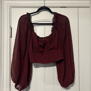 Maroon long sleeve crop top